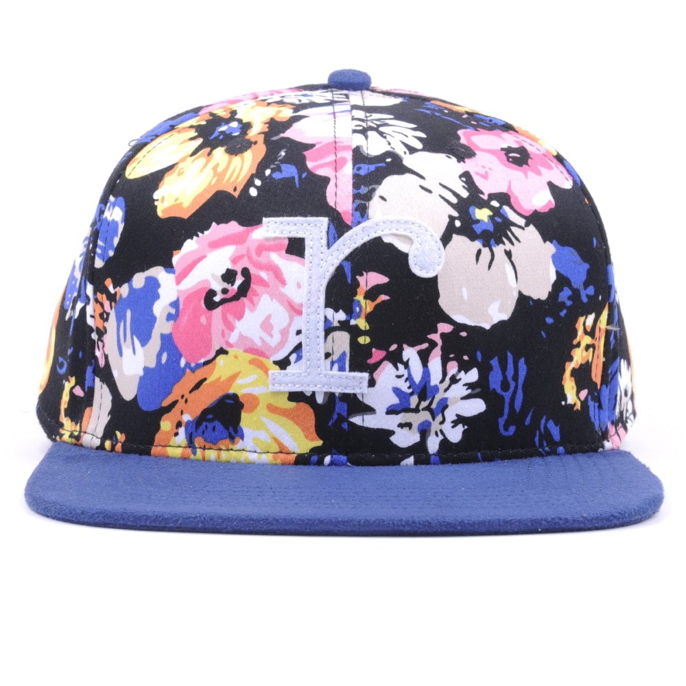 suede flat brim printed snapback hat