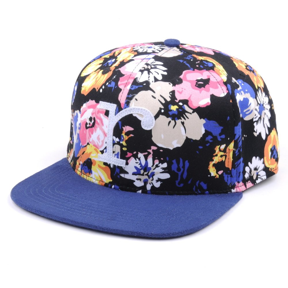 suede flat brim printed snapback hat