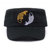 custom plain embroidery black military caps