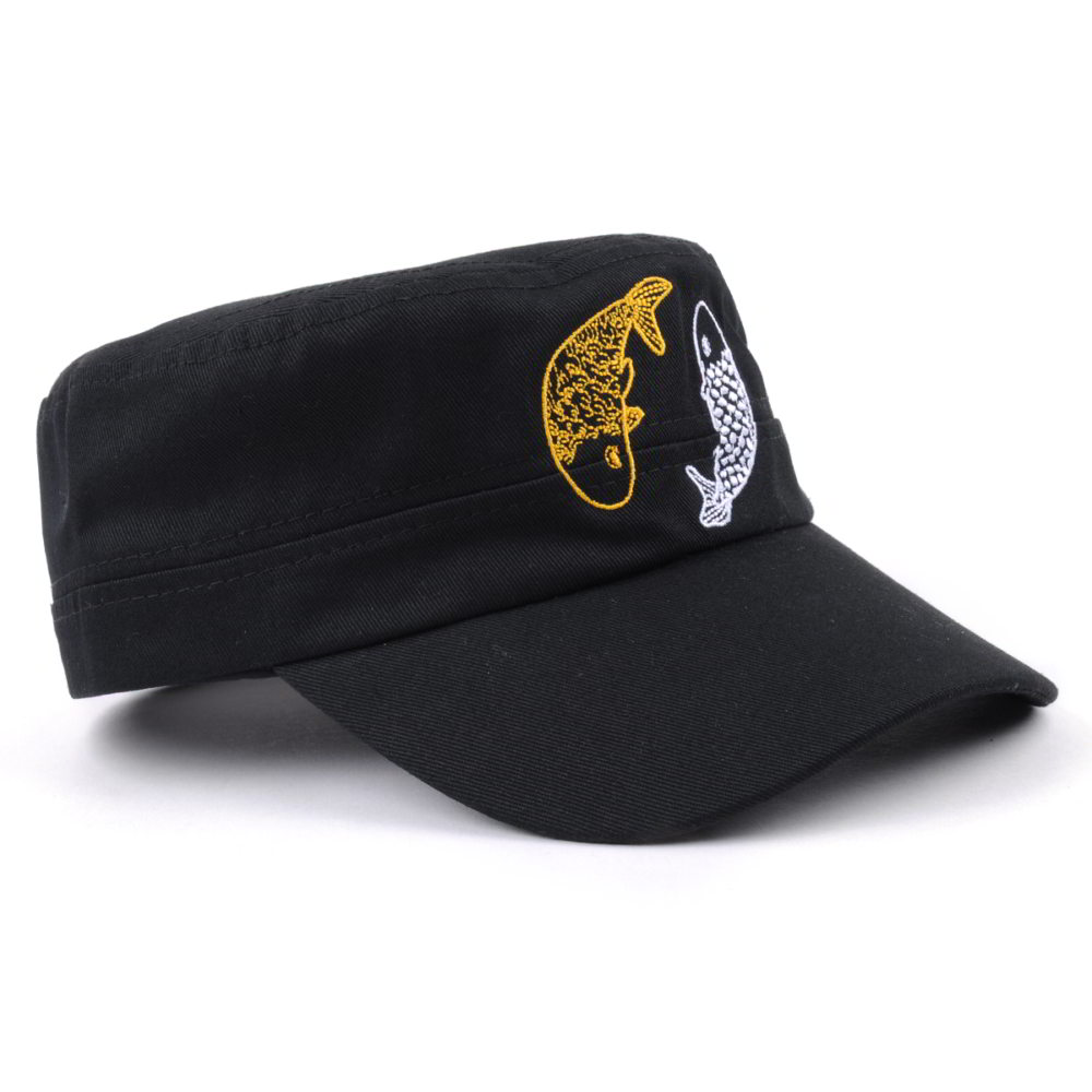 custom plain embroidery black military caps