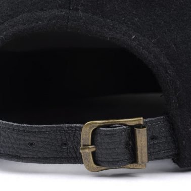 custom black metal wool leather brim snapback caps
