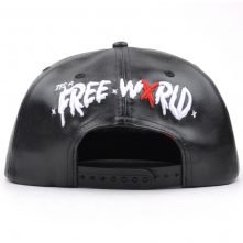 embroidery logo black leather snapback hats