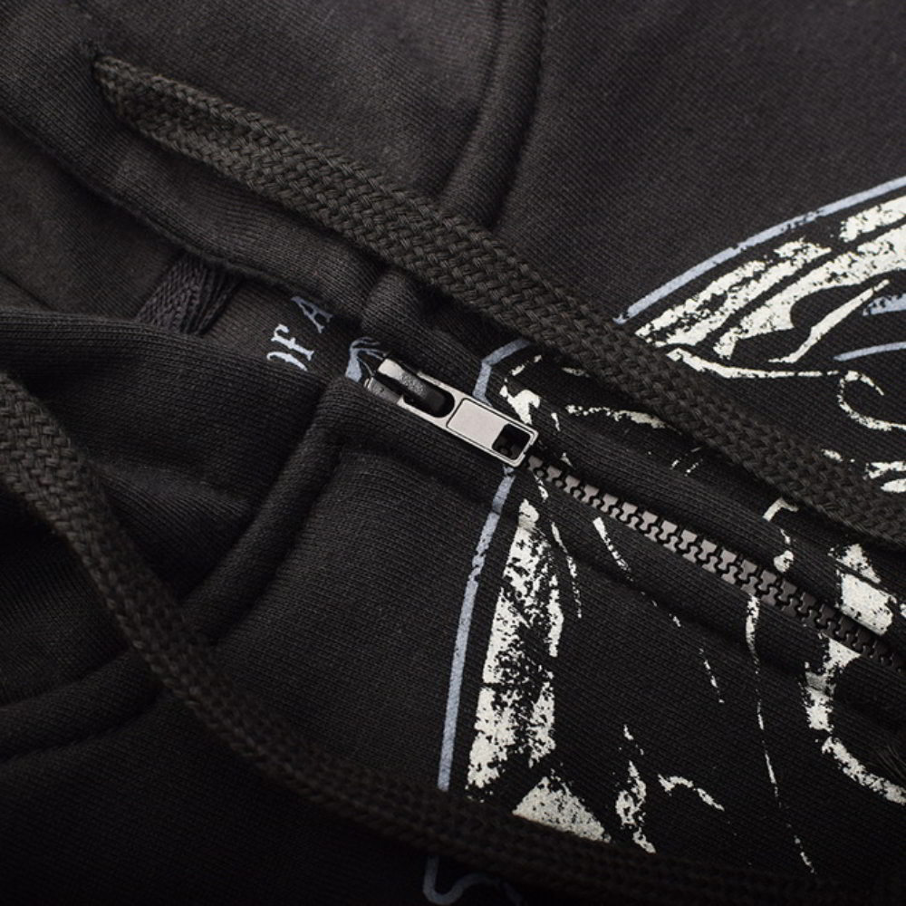 Long Sleeve Printed Custom Black Zip up Hoodies & Jackets