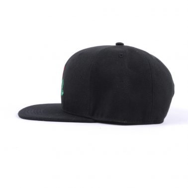 embroidery logo plain black snapback hats