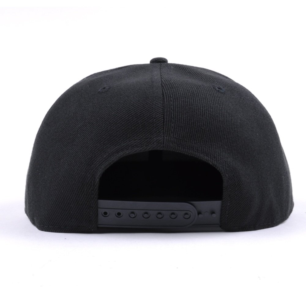 embroidery logo plain black snapback hats