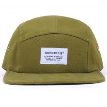 plain woven label flat brim 5 panels cap