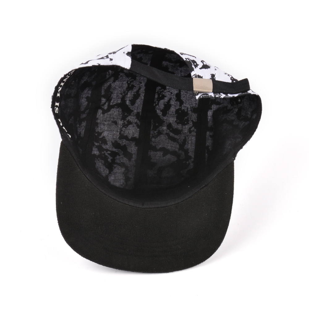 black suede 5 panels printing caps