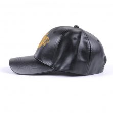 flat embroidery black leather baseball caps
