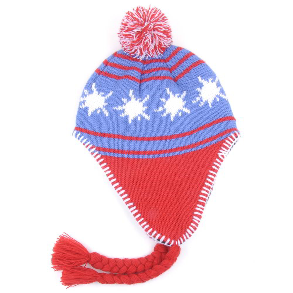 pom warm earflap jacquard logo beanies