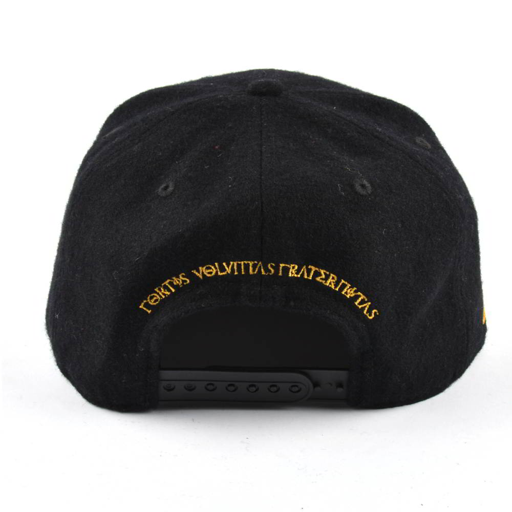 embroidery logo black metal wool snapback hats