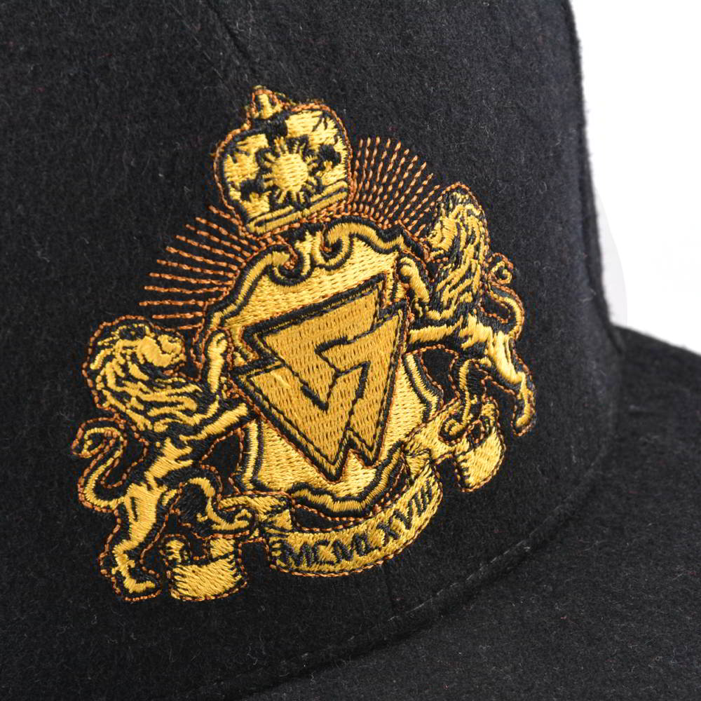 embroidery logo black metal wool snapback hats