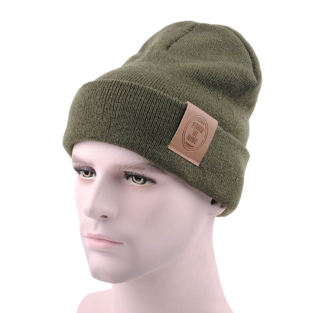 leather patch slouchy winter beanies hats