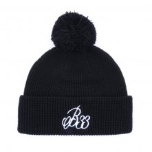 plain embroidery black winter knitted cuffed beanies