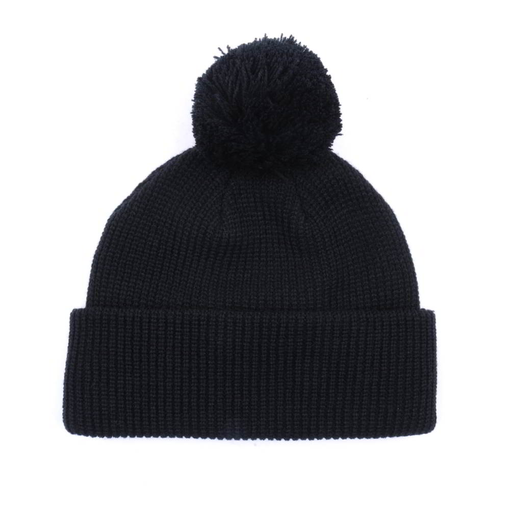 plain embroidery black winter knitted cuffed beanies