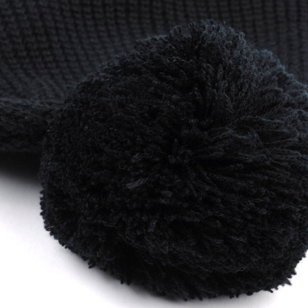 plain embroidery black winter knitted cuffed beanies