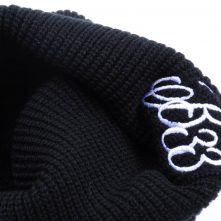 plain embroidery black winter knitted cuffed beanies