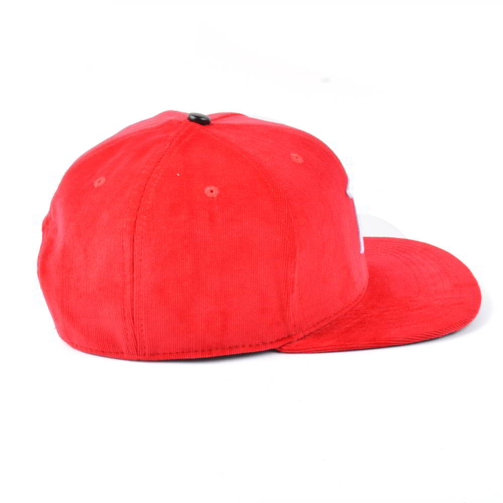 plain embroidery logo red corduroy snapback hats