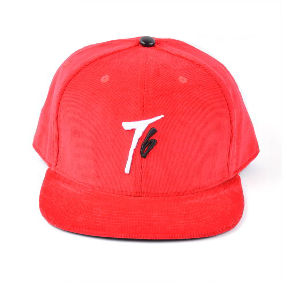 plain embroidery logo red corduroy snapback hats