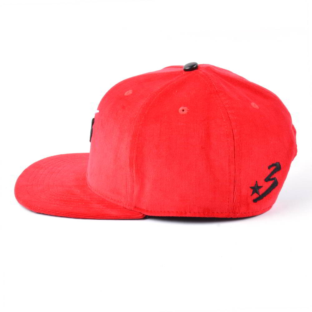 plain embroidery logo red corduroy snapback hats