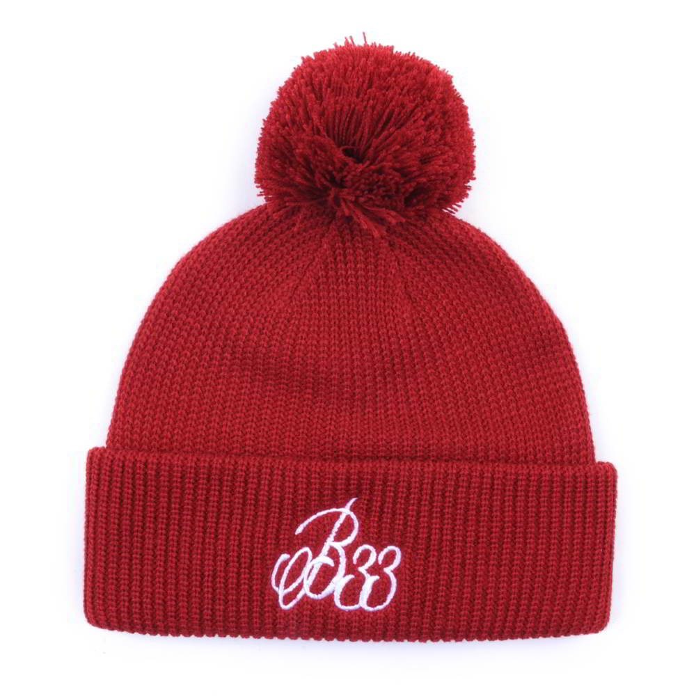 red winter cuffed embroidery winter caps beanies