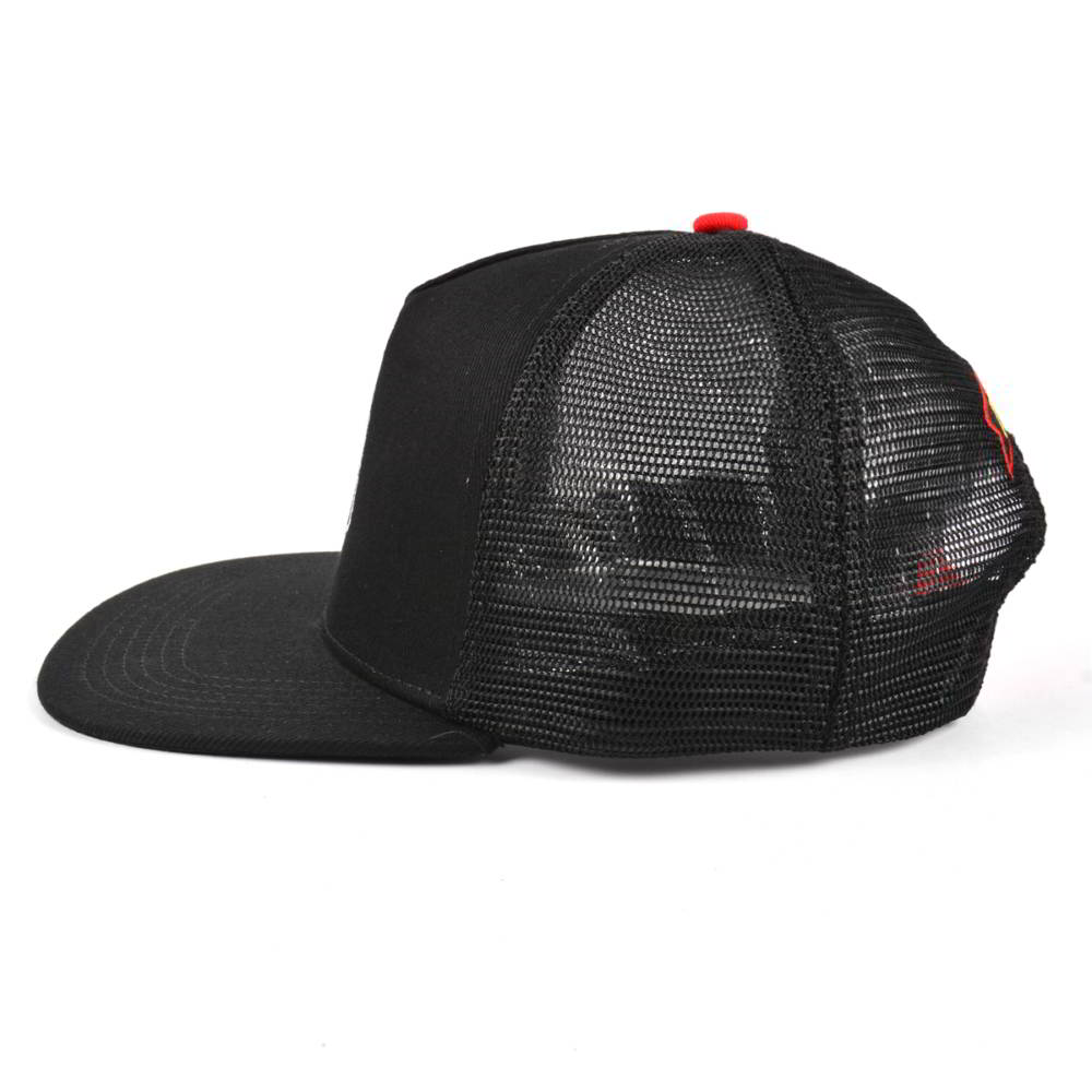 Download 5 panels black 3d embroidery snapback trucker caps