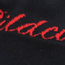 embroidery logo black jacquard cuffed winter beanies custom