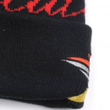 embroidery logo black jacquard cuffed winter beanies custom