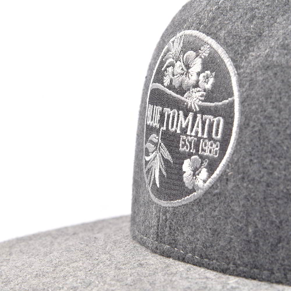 metal wool flat embroidery gray snapback hats
