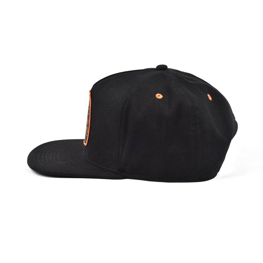 5 panels label patch black snapback hats custom