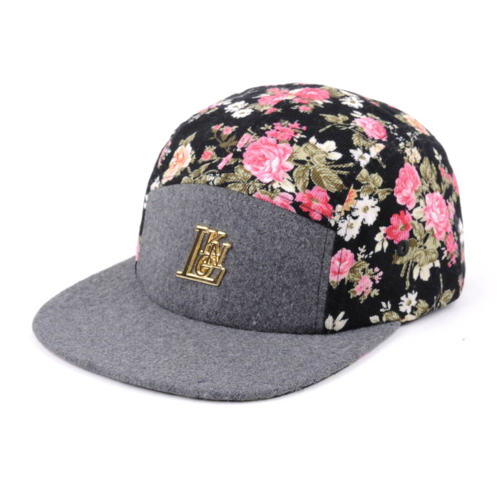 metal label melton wool digital printing 5 panels caps