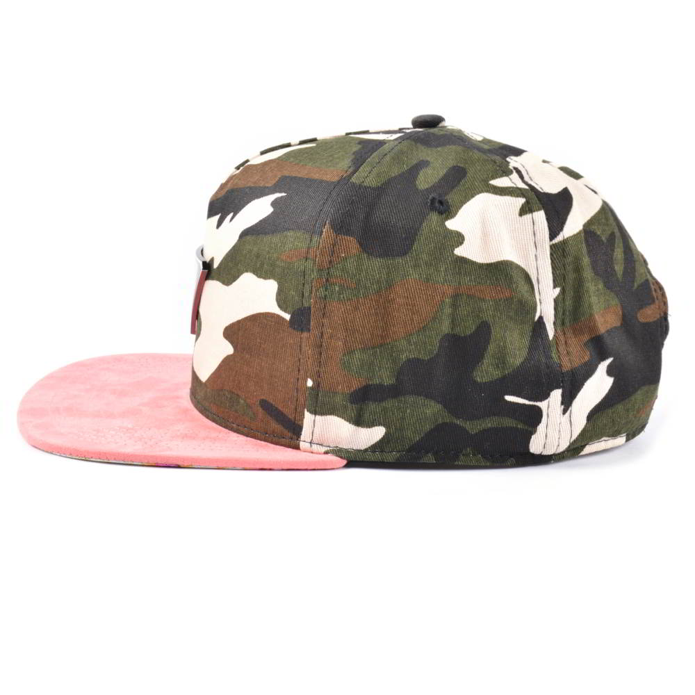 5 panels metal patch suede brim snapback caps