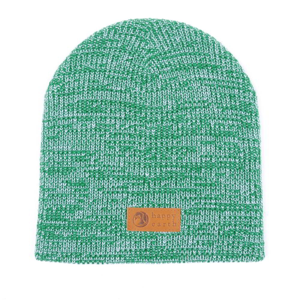 plain leather logo slouchy green winter beanies