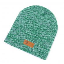 plain leather logo slouchy green winter beanies