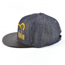 snakeskin leather brim 3d embroidery denim snapback hats