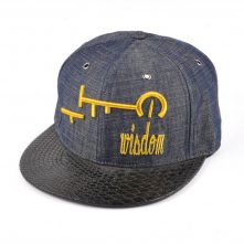 snakeskin leather brim 3d embroidery denim snapback hats