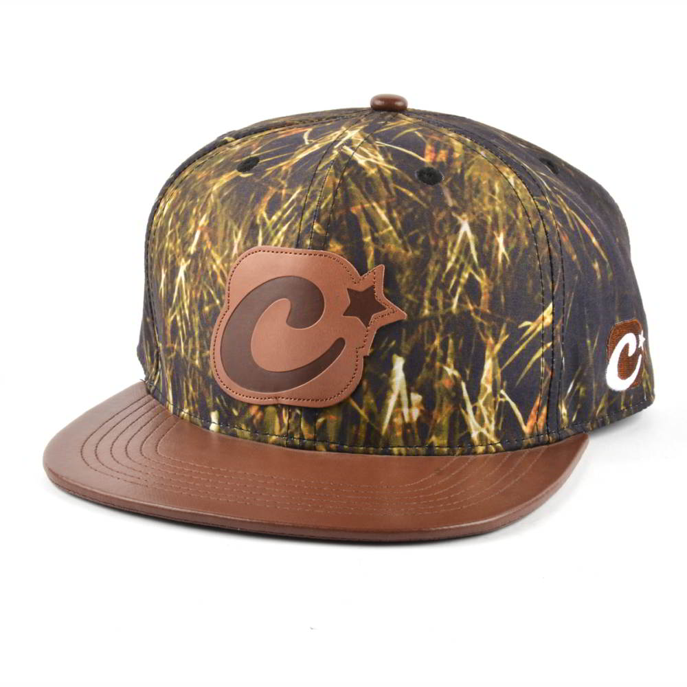 leather patch and brim printing snapback hats