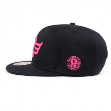 puff embroidery black flat brim black snapback caps