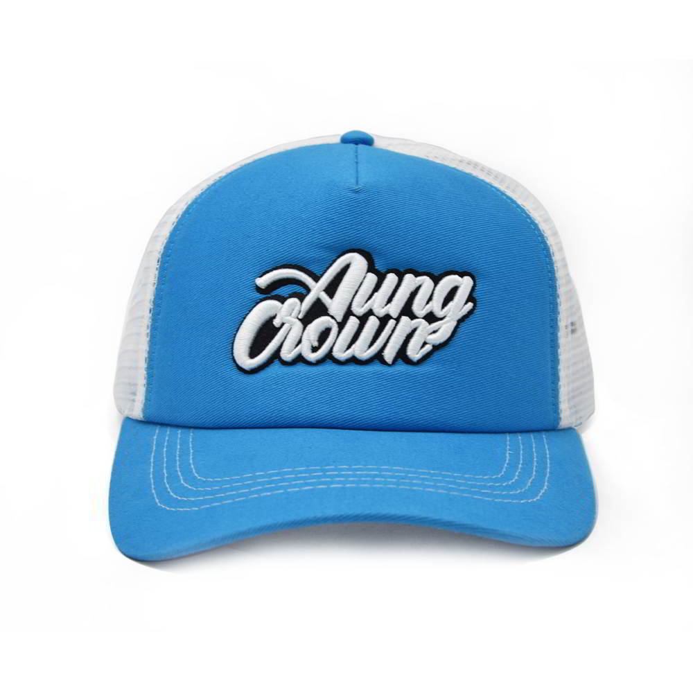 5 panels 3d aungcrown embroidery trucker mesh caps