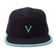 embroidery letters logo black suede 5 panels hats