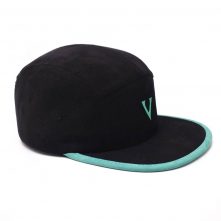 embroidery letters logo black suede 5 panels hats
