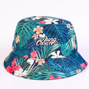 aungcrown embroidery logo all printing summer flower bucket hats