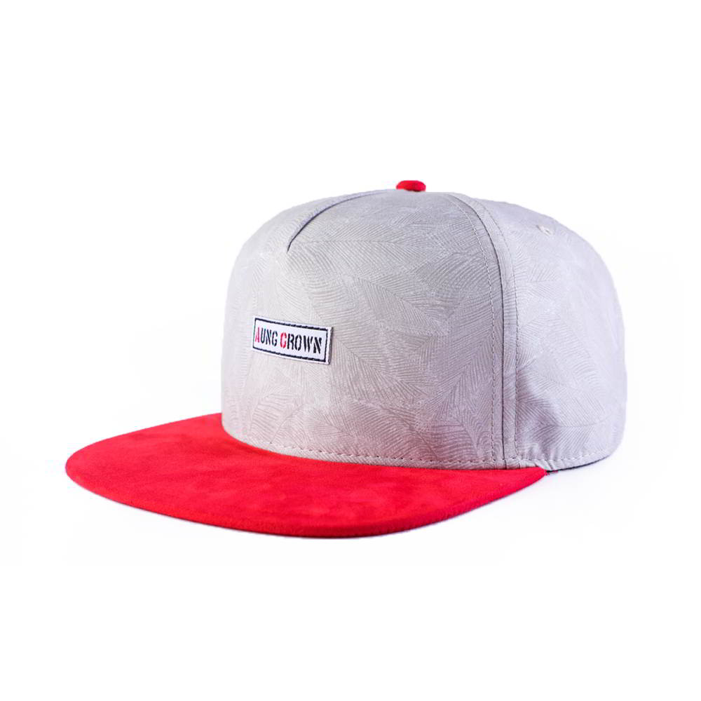 red suede brim 5 panels aungcrown patch snapback hats