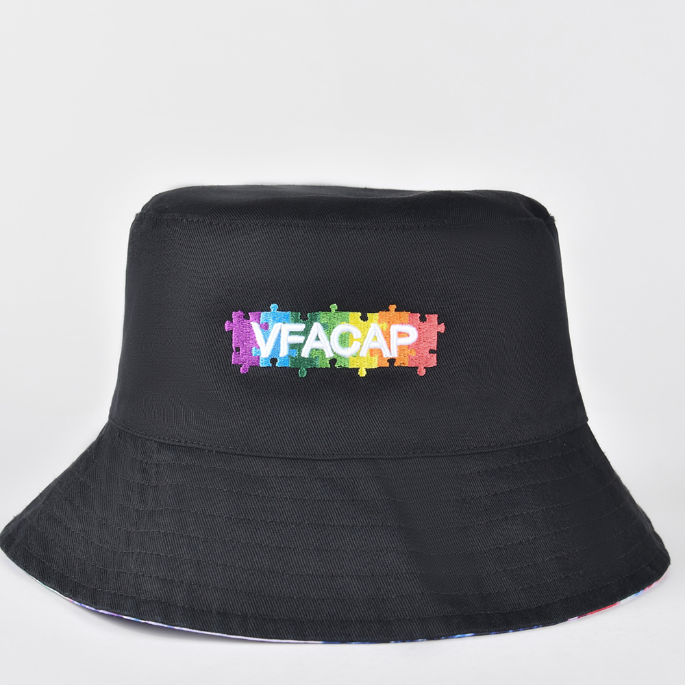 vfacaps embroidery logo reversible bucket hats
