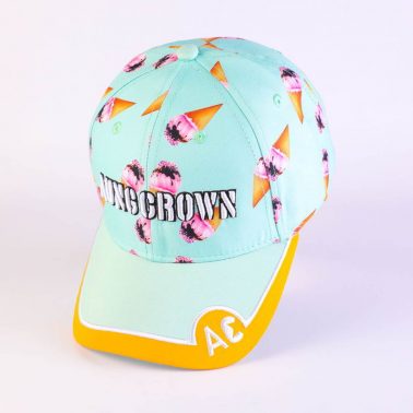 aungcrown embroidery logo printed fabric baseball hats