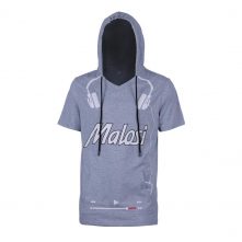 Short sleeve hoodies printing pattern with drawstring for man