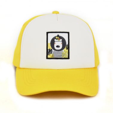Simple and clear cartoon pattern embroidery patch dad hat baseball cap for kids bright yellow