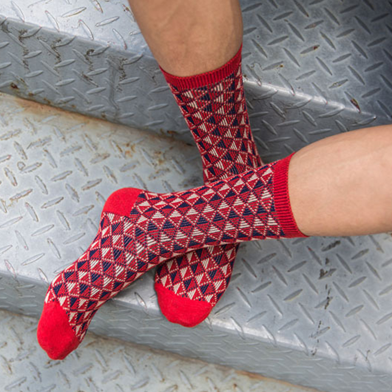 Argyle tiled pattern colorful men’s crew socks-2