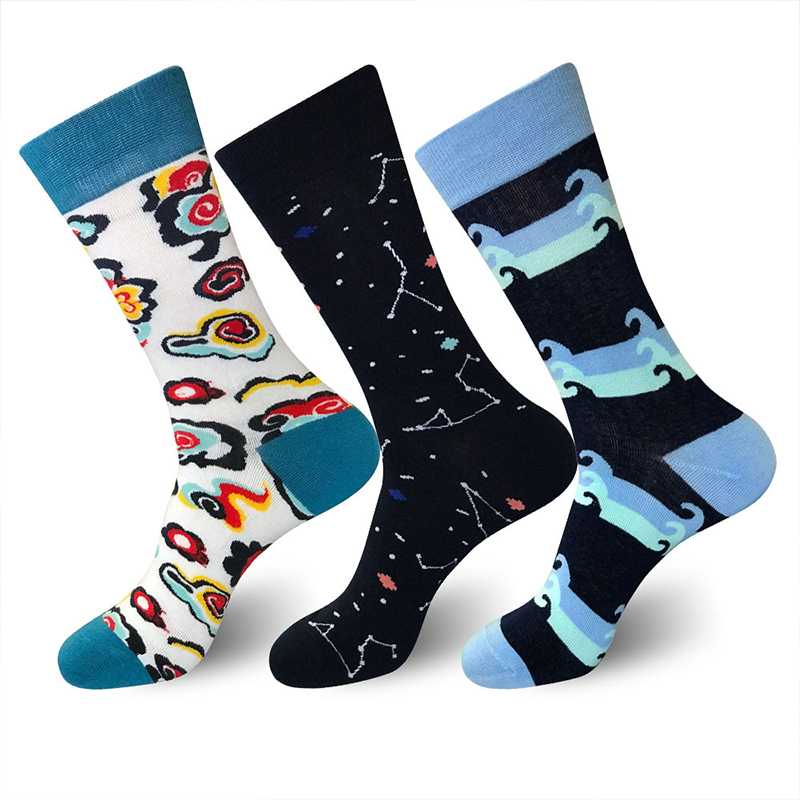 Cotton Idea Funny pattern crew dress socks for men-1