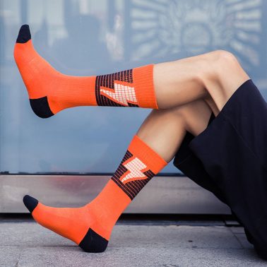 Orange funky causal men’s cotton socks comfortable-2
