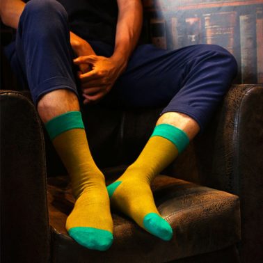 Plain color textured combed cotton men’s socks-1